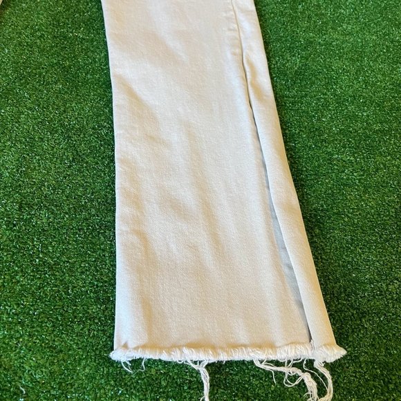 Zara Women's Split Raw Hem High Rise Denim Collection Beige Jeans Pants Size 06 - Picture 5 of 16